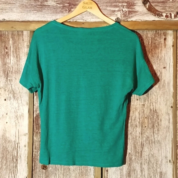 💯% linen Chico's green drop shoulder short sleeve airy lightweight size S - Picture 2 of 6